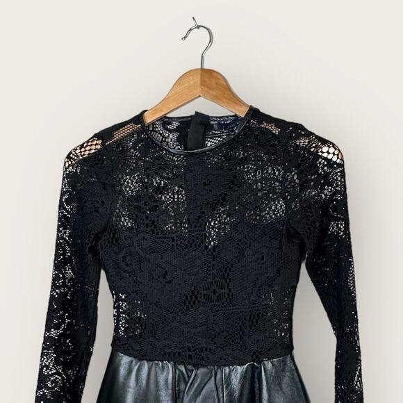 EUC | Zara Woman | Lace Leather Peplum Dress | Black | XS - Picture 5 of 16